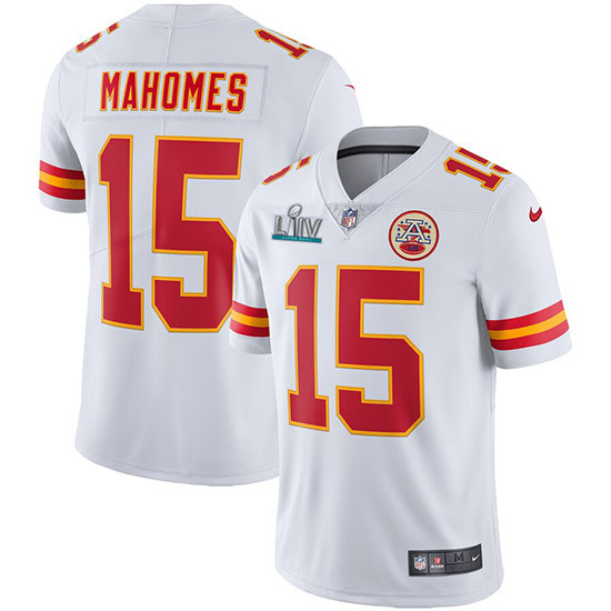 Men's Kansas City Chiefs #15 Patrick Mahomes Super Bowl LIV White Vapor Untouchable Limited Stitched NFL Jersey